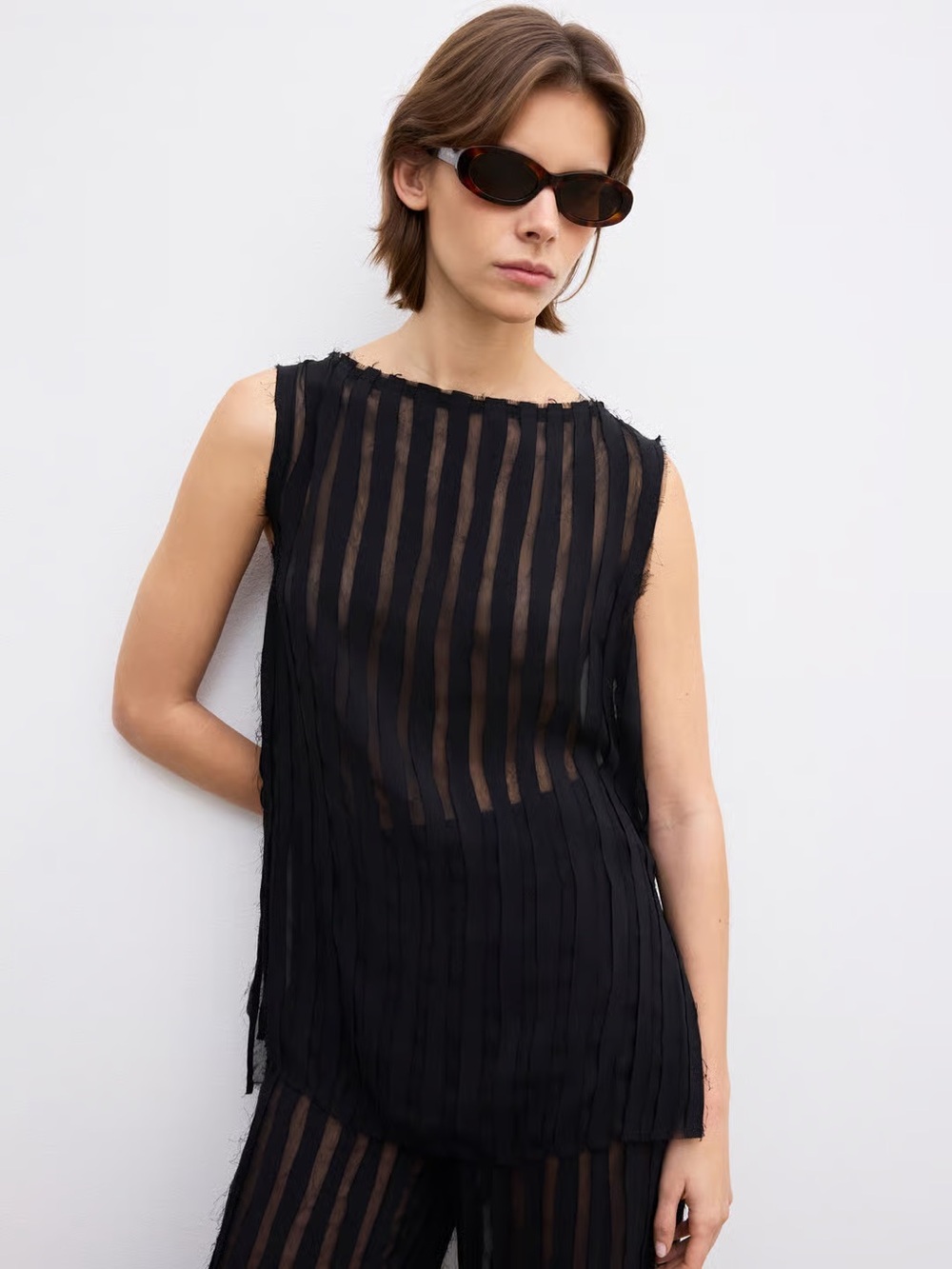 Sheer Stripped Tank Top size 4